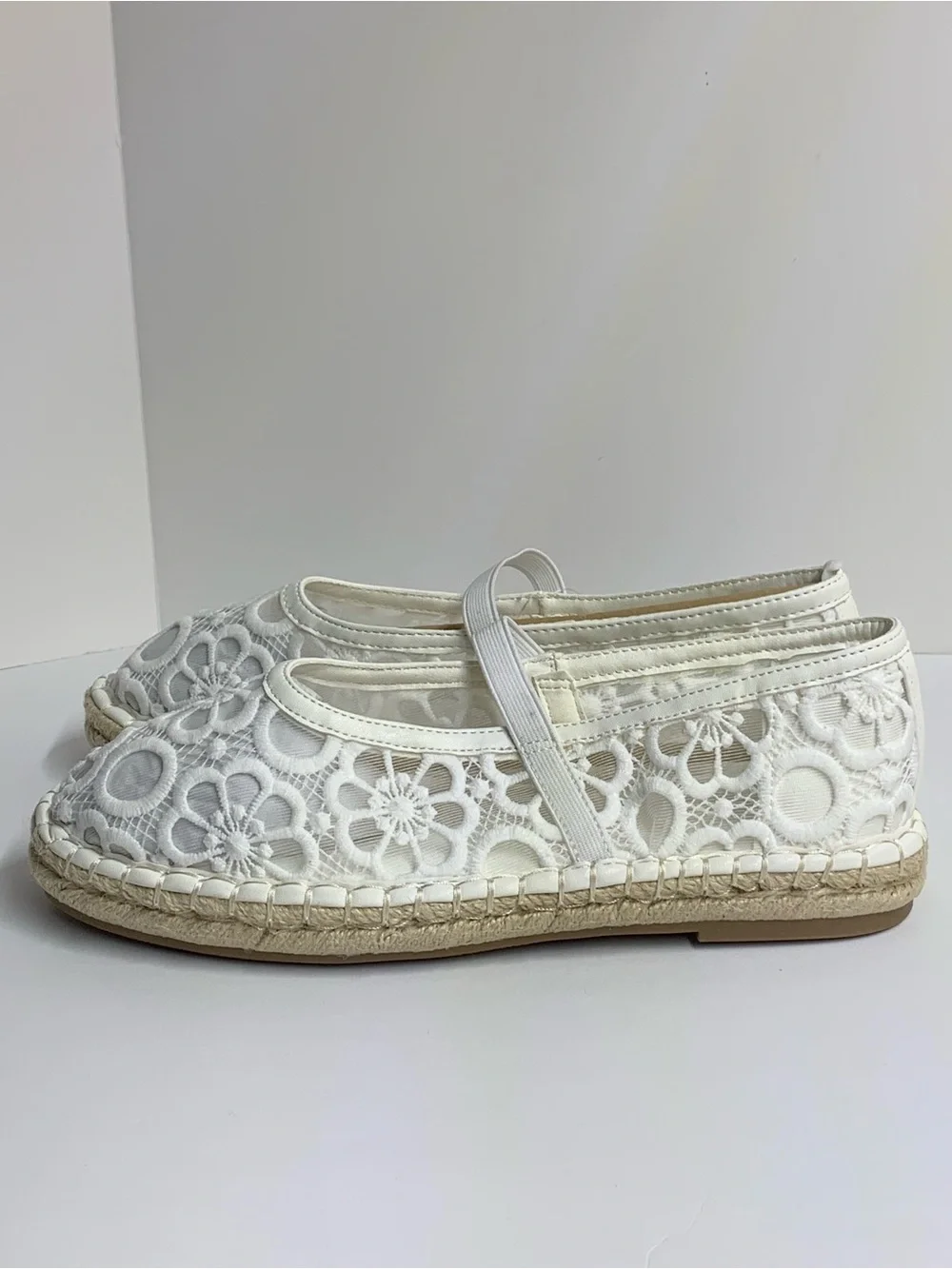 Women's White Lace Espadrille Flats